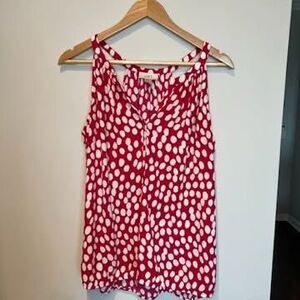 Loft Pink White Polka Dot Racerback Tank Top - Size M
